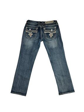 Rock Revival Betty Capri Jeans Womens 27 Distressed Contrast Stitching